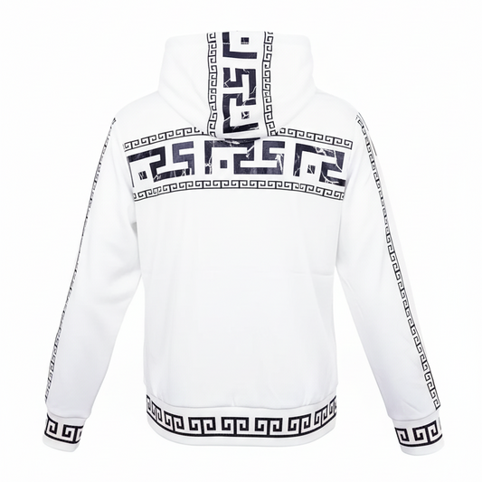 MEN'S EMBROIDERED ZIPPER HOODIE (WHITE)