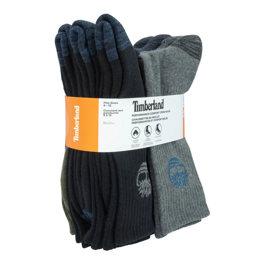 TIMBERLAND MEN'S 8 PAIR MULTI COLOR LONG CREW WORK SOCKS