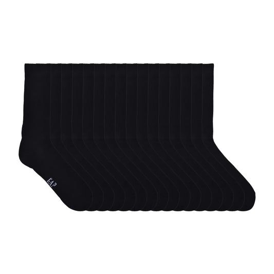 GAP MEN'S 8 PAIR LONG CREW SOCKS (BLACK)