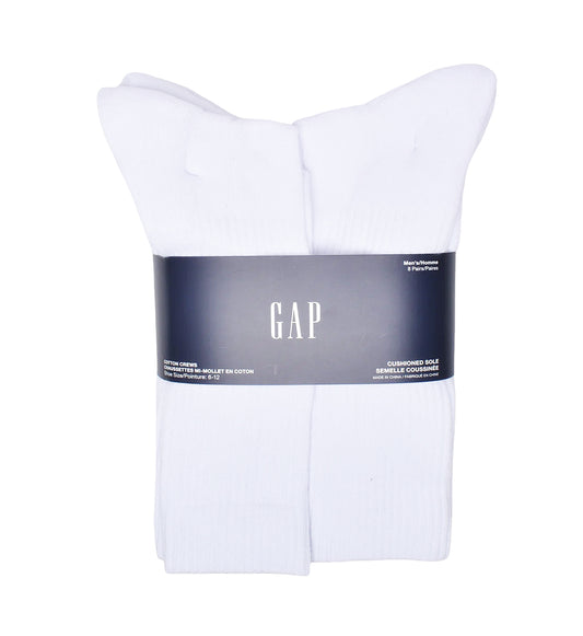 GAP MEN'S 8 PAIR LONG CREW SOCKS (WHITE)