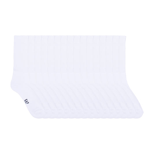 GAP MEN'S 8 PAIR LONG CREW SOCKS (WHITE)