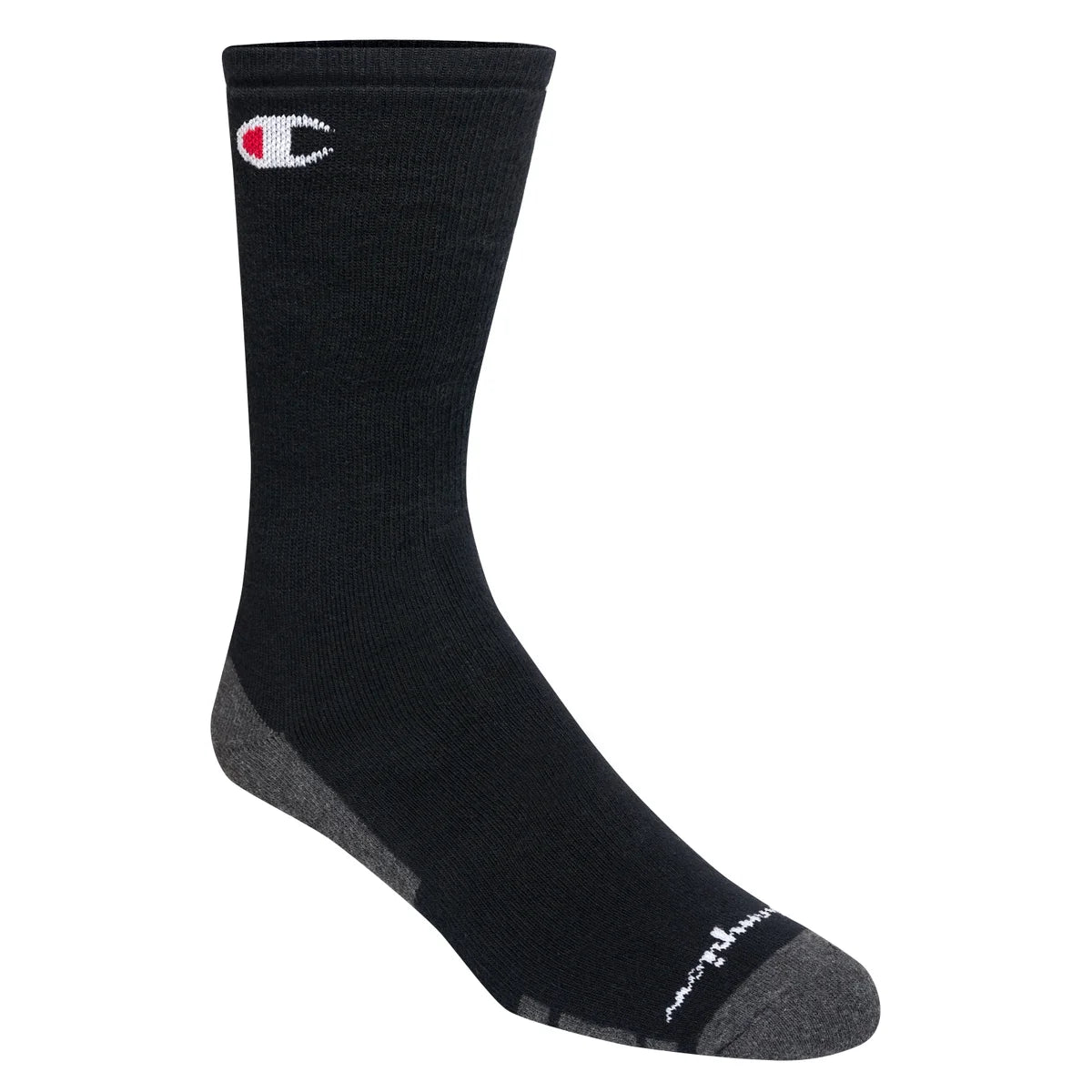 CHAMPION MEN'S 8 PAIR BLACK LONG CREW SOCKS