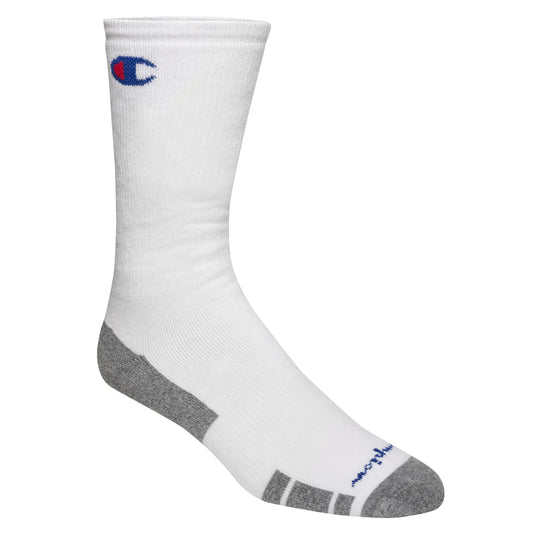 CHAMPION MEN'S 8 PAIR WHITE LONG CREW SOCKS