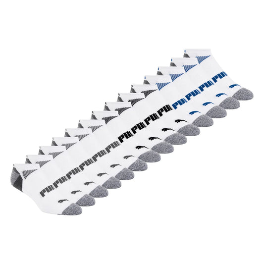 PUMA MEN'S REPREVE ATHLETIC 14-PAIRS WHITE/GREY LOW CUT SOCKS