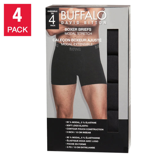 BUFFALO MEN'S 4 PACK BOXER BRIEFS (BLACK)