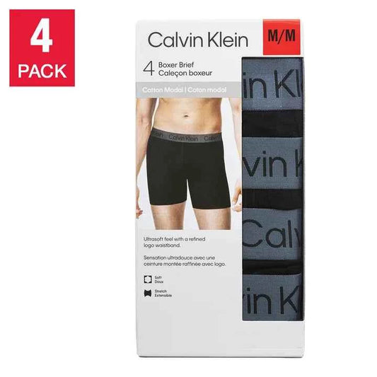 CALVIN KLEIN MEN'S MODAL BOXER BRIEFS (BLACK PACK OF 4)