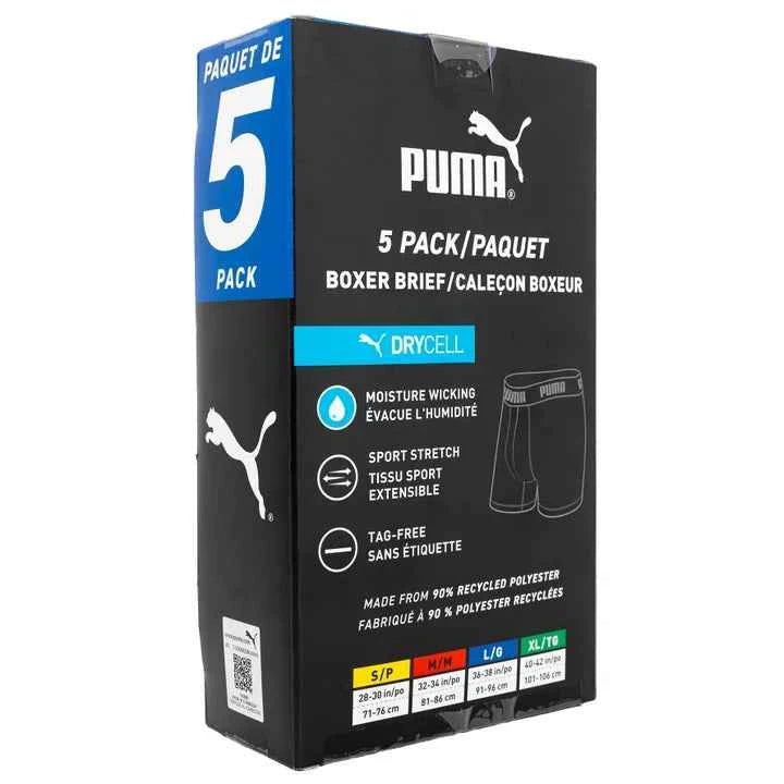PUMA MEN'S 5-PACK ACTIVE PERFORMANCE BOXER BRIEFS