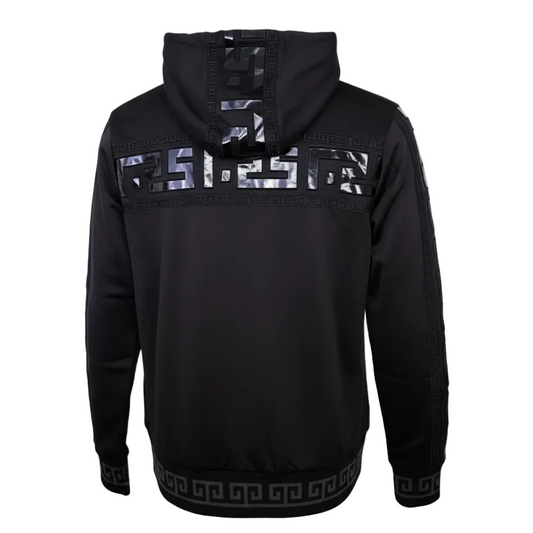 MEN'S EMBROIDERED ZIPPER HOODIE (BLACK)