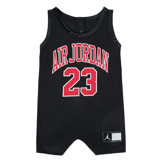 JORDAN INFANT BOYS MESH JERSEY ROMPER (BLACK SIZE NB-9M)