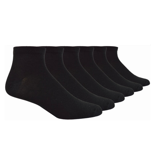 KODIAK WOMEN'S 6 PAIR PLAIN QUARTER LENGTH SOCKS (BLACK)