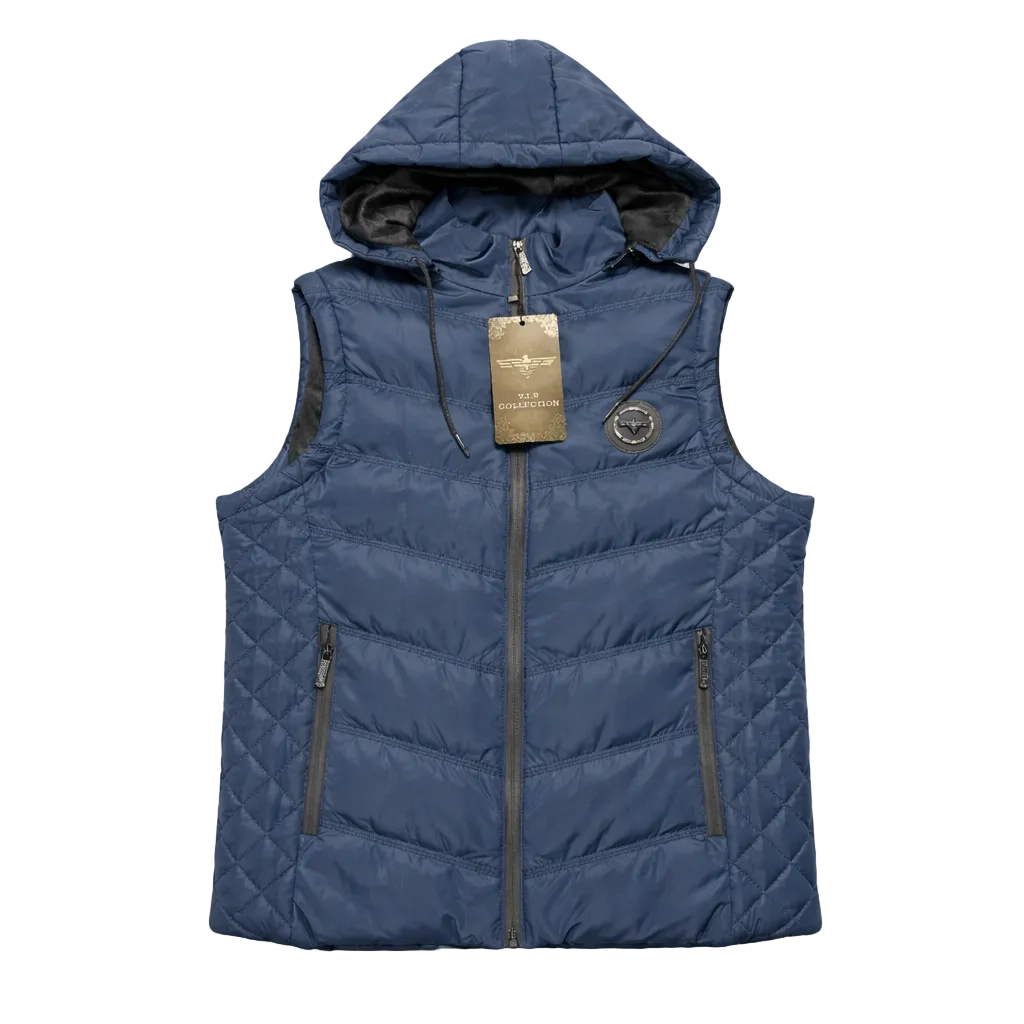 V.I.P. COLLECTION MEN'S FANCY VEST WITH DETACHABLE HOOD (NAVY)