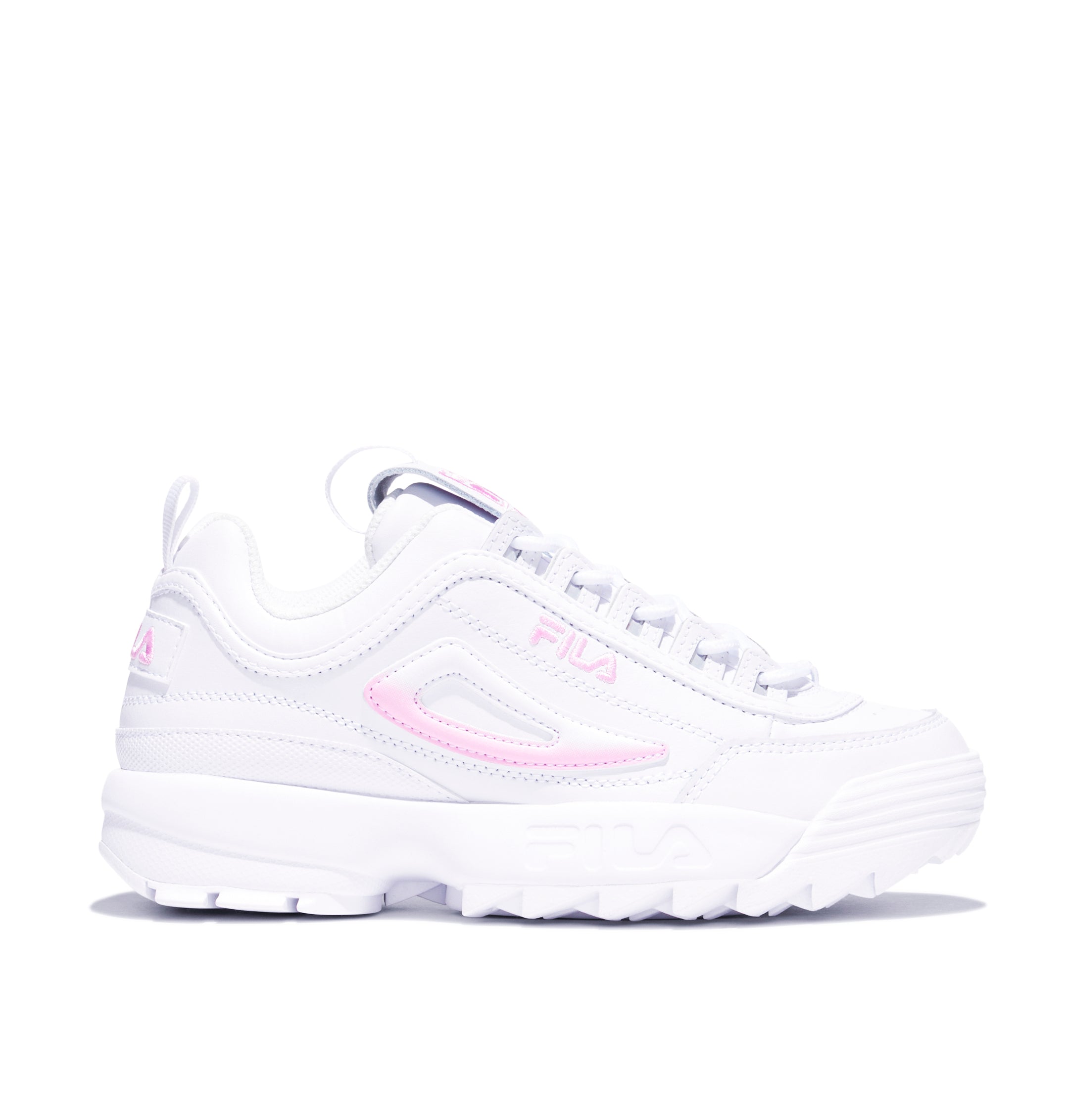 FILA WOMEN'S DISRUPTOR II PREMIUM SHOES (WHITE/PINK)