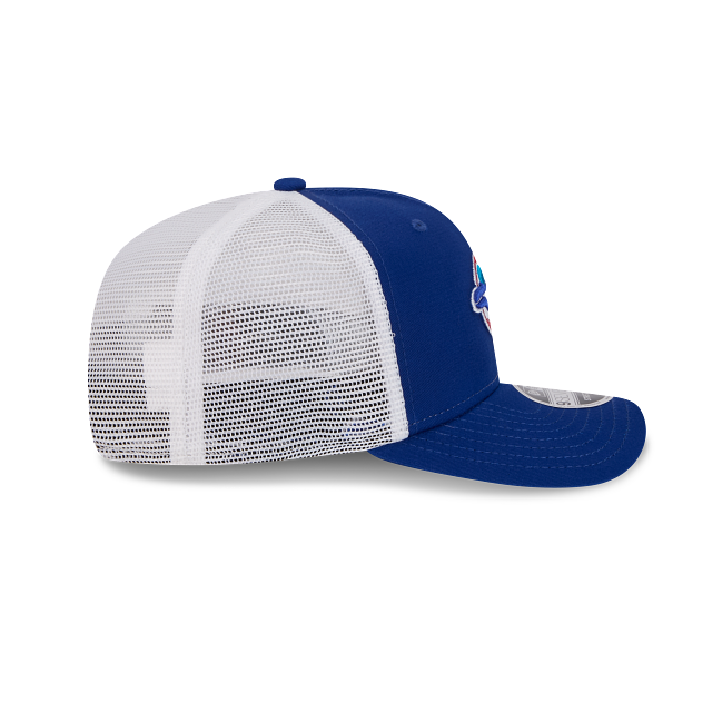 MEN'S NEW ERA MLB TORONTO BLUE JAYS 9SEVENTY STRETCH-SNAP TRUCKER ROYAL BLUE & WHITE SNAPBACK HAT