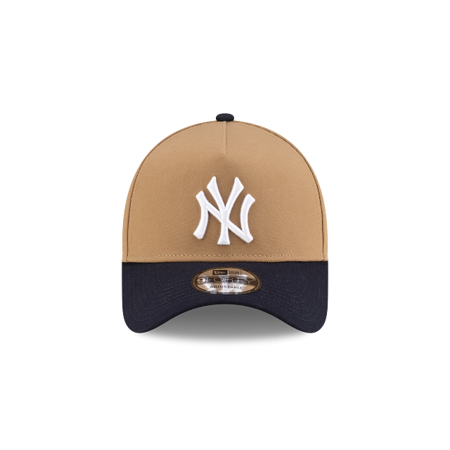 MEN'S NEW ERA MLB 9FORTY CHASE A-FRAME NEW YORK YANKEES KHAKI & NAVY BLUE SNAPBACK HAT