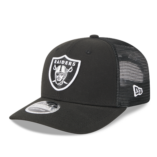 MEN'S NEW ERA NFL LAS VEGAS RAIDERS 9SEVENTY STRETCH-SNAP TRUCKER BLACK SNAPBACK HAT
