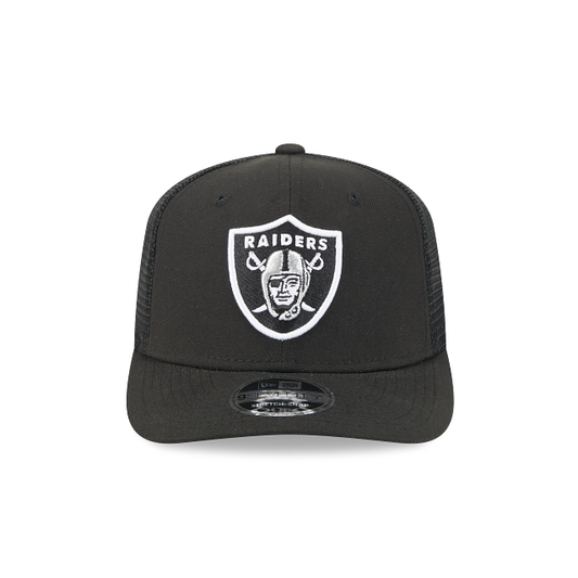 MEN'S NEW ERA NFL LAS VEGAS RAIDERS 9SEVENTY STRETCH-SNAP TRUCKER BLACK SNAPBACK HAT