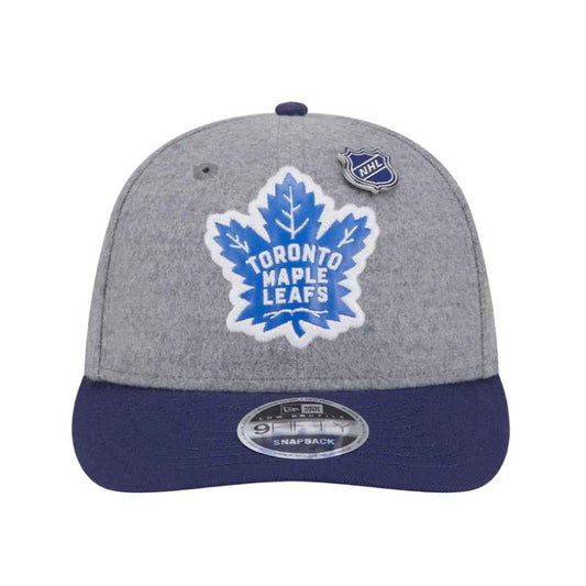 MEN'S NEW ERA NHL EASTERN CONFERENCE TORONTO MAPLE LEAFS 9FIFTY LOW PROFILE HEATHER GREY & NAVY BLUE 2 TONE SNAPBACK HAT