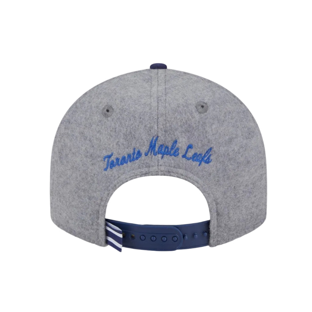 MEN'S NEW ERA NHL EASTERN CONFERENCE TORONTO MAPLE LEAFS 9FIFTY LOW PROFILE HEATHER GREY & NAVY BLUE 2 TONE SNAPBACK HAT