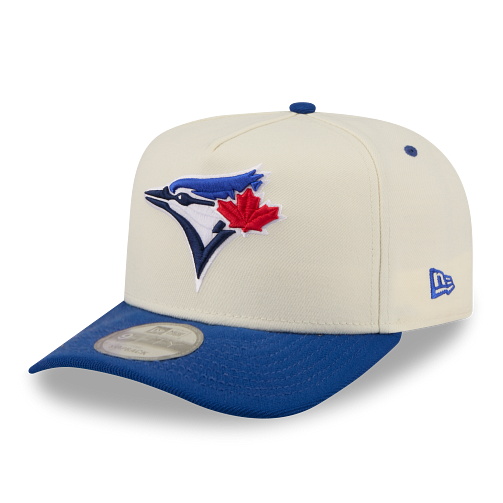 MEN'S NEW ERA MLB 9FIFTY A-FRAME REAR FIT TORONTO BLUE JAYS CREAM WHITE & ROYAL BLUE SNAPBACK HAT