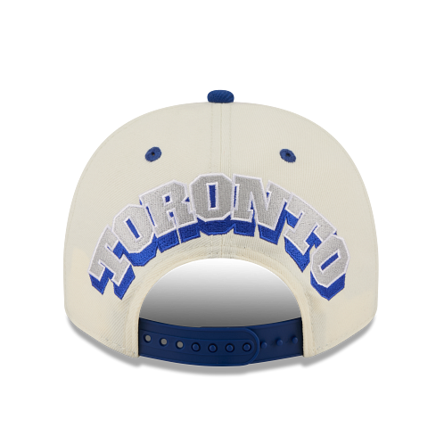 MEN'S NEW ERA MLB 9FIFTY A-FRAME REAR FIT TORONTO BLUE JAYS CREAM WHITE & ROYAL BLUE SNAPBACK HAT