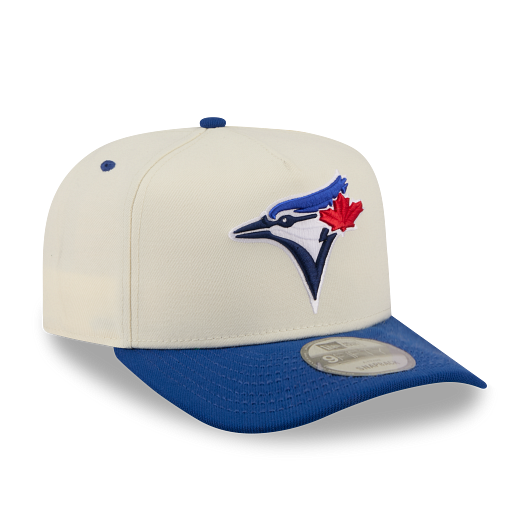 MEN'S NEW ERA MLB 9FIFTY A-FRAME REAR FIT TORONTO BLUE JAYS CREAM WHITE & ROYAL BLUE SNAPBACK HAT