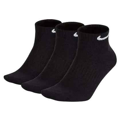 NIKE EVERYDAY LIGHT WEIGHT 3-PACK BLACK ANKLE SOCKS