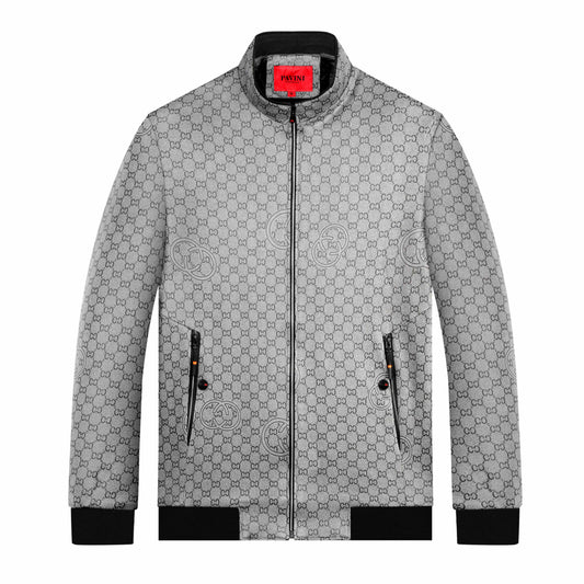 PAVINI MEN'S OUTERWEAR PU ZIPPER JACKET (GREY)