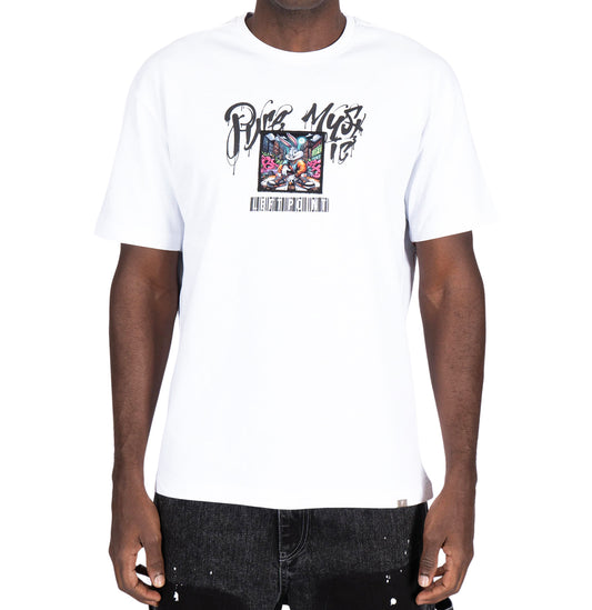 LEFT POINT MEN'S RHINESTONE DESIGN WE BELIEVE THE FUTURE T-SHIRT (WHITE)