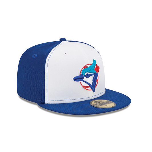 MEN'S NEW ERA MLB 59FIFTY CLASSIC TORONTO BLUE JAYS WHITE & ROYAL BLUE FITTED HAT