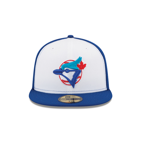 MEN'S NEW ERA MLB 59FIFTY CLASSIC TORONTO BLUE JAYS WHITE & ROYAL BLUE FITTED HAT
