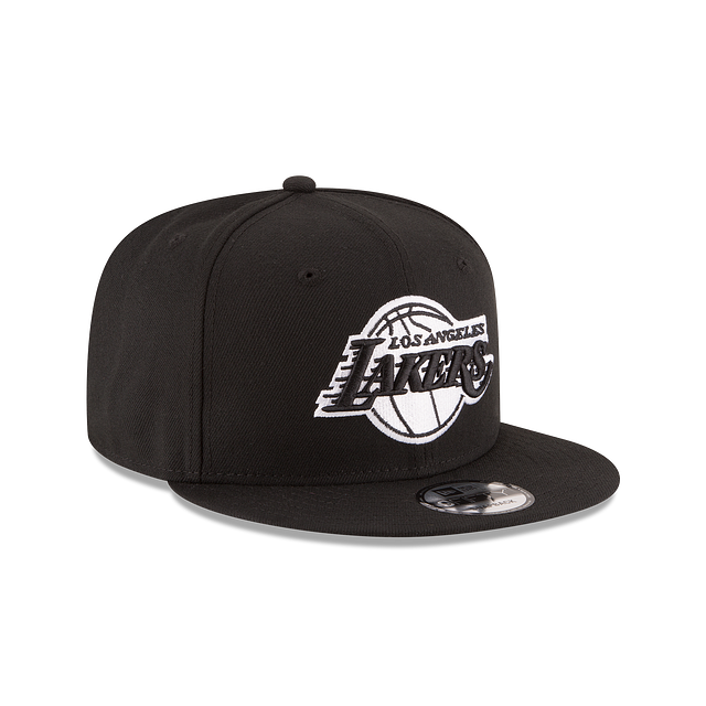 MEN'S NEW ERA NBA 9FIFTY LOS ANGELES LAKERS BASIC BLACK & WHITE SNAPBACK HAT