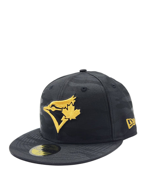 NEW ERA 9FIFTY TORONTO BLUE JAYS BLACK CAMO WITH GOLD LOGO FITTED HAT