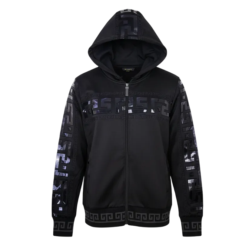 MEN'S EMBROIDERED ZIPPER HOODIE (BLACK)