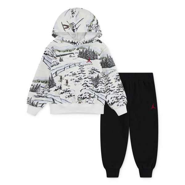 JORDAN TODDLER BOYS' 2-PIECE HOLIDAY WHITE HOODIE & BLACK JOGGER SET (SIZE 2T-4T)