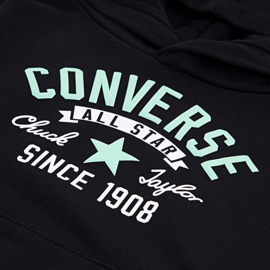 CONVERSE TODDLER KIDS RETRO REMIX FT PO HOODIE AND JOGGER BLACK 2-PIECE SET (SIZES 2T-4T)