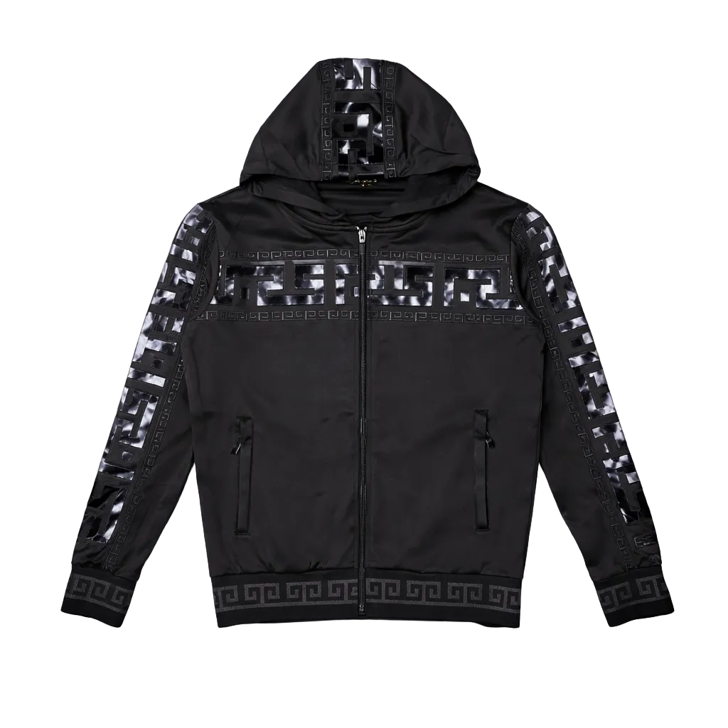 MEN'S EMBROIDERED ZIPPER HOODIE (BLACK)