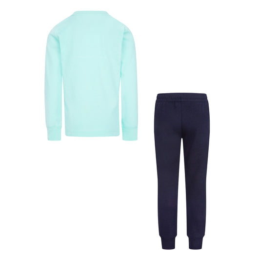 NIKE KIDS ILLUMINATE LONG SLEEVE T-SHIRT & PANT SET (MINT GREEN/BLACK SIZE 4-7Y)