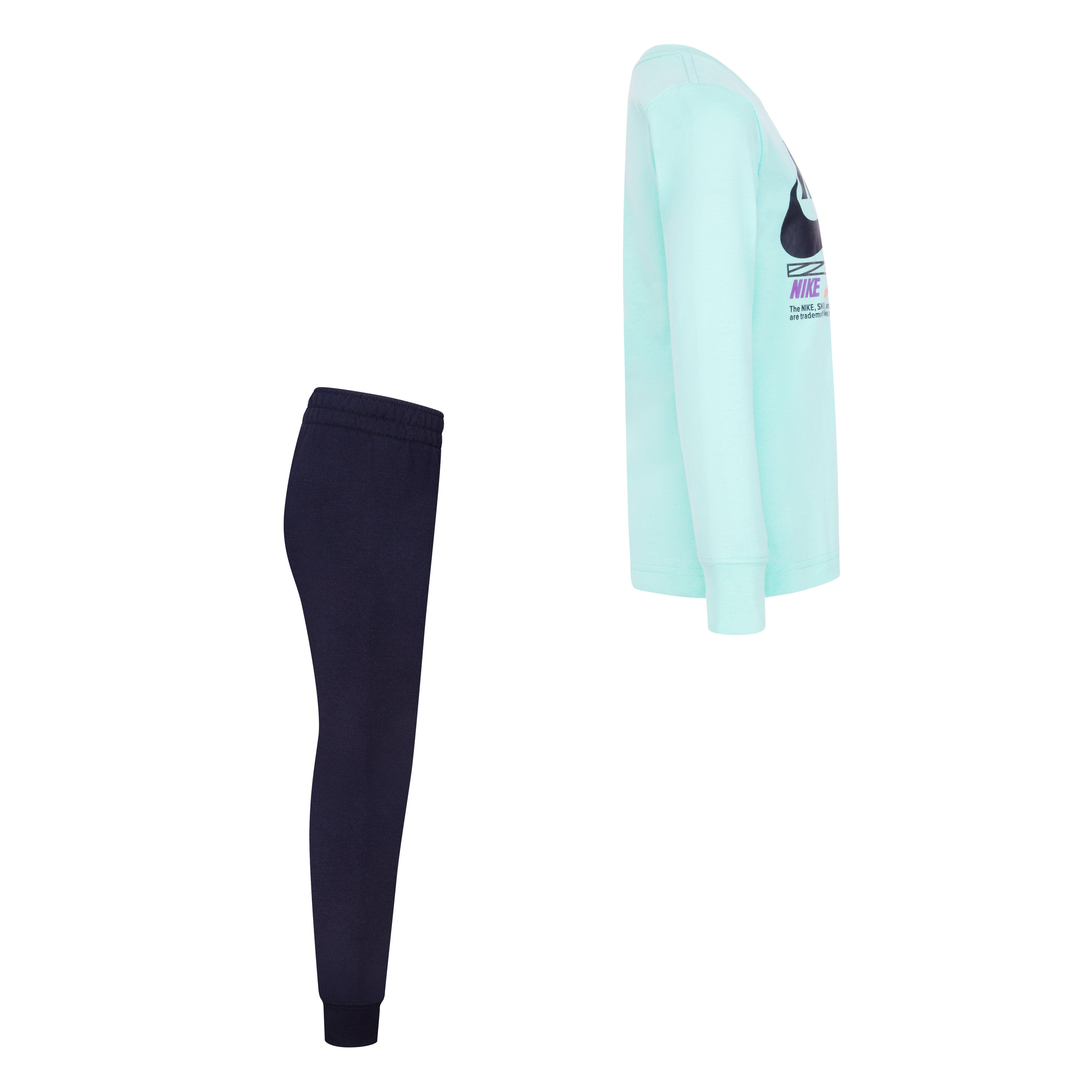 NIKE KIDS ILLUMINATE LONG SLEEVE T-SHIRT & PANT SET (MINT GREEN/BLACK SIZE 4-7Y)
