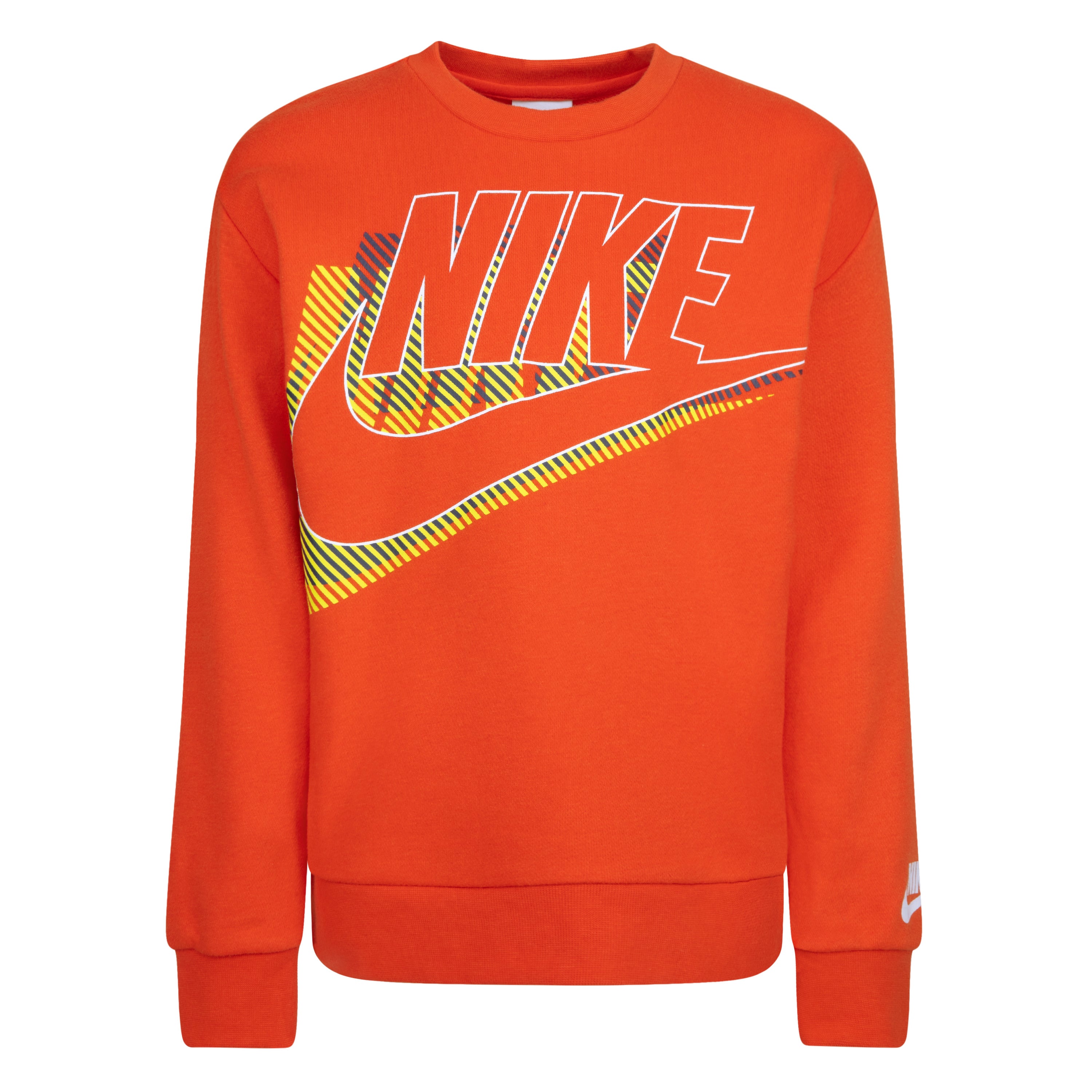 NIKE KIDS ACTIVE JOY FUTURA CREWNECK & SHORTS SET (ORANGE SIZE 4-7Y)