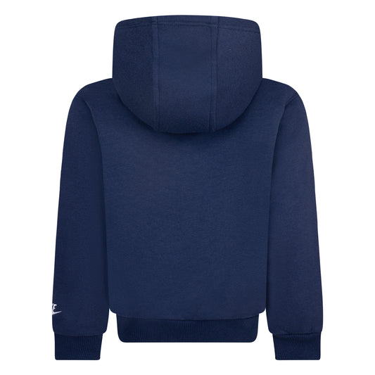 NIKE KIDS APPLIQUE FLEECE NAVY PULLOVER HOODIE (SIZE 4-7)