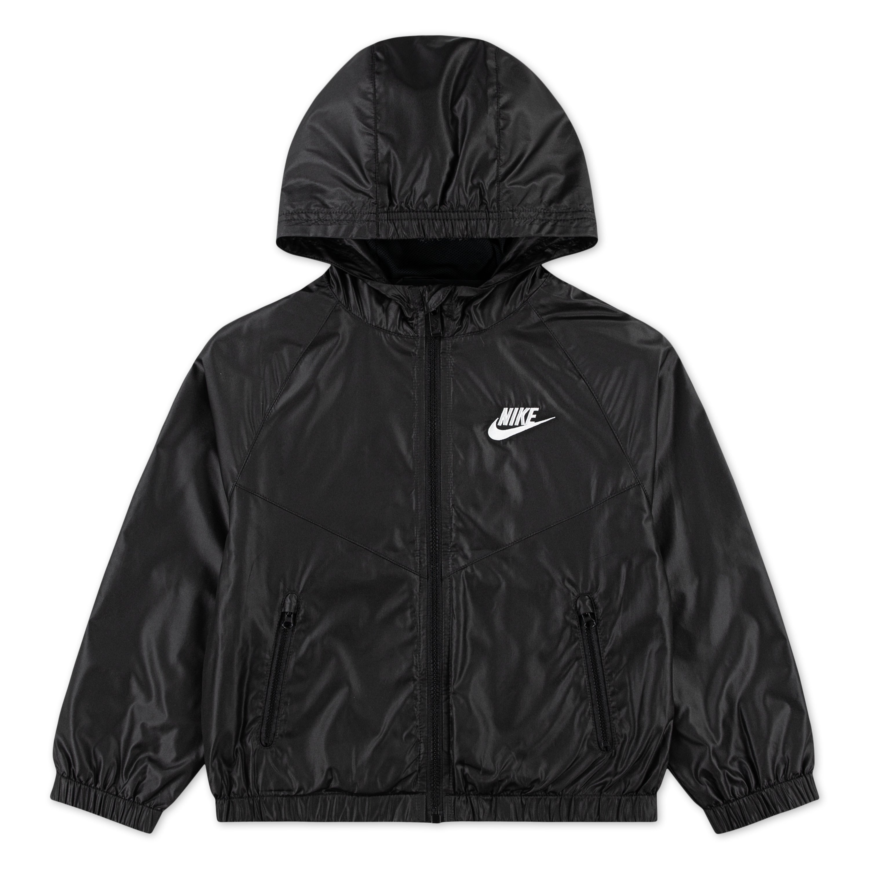 NIKE KIDS CHEVRON WIND RUNNER BLACK JACKET (SIZE 4-7 YEARS)