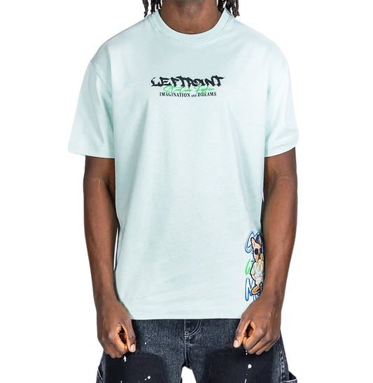LEFT POINT MEN'S DOG IMAGINATION CHENILLE PRINT T-SHIRT (MINT)