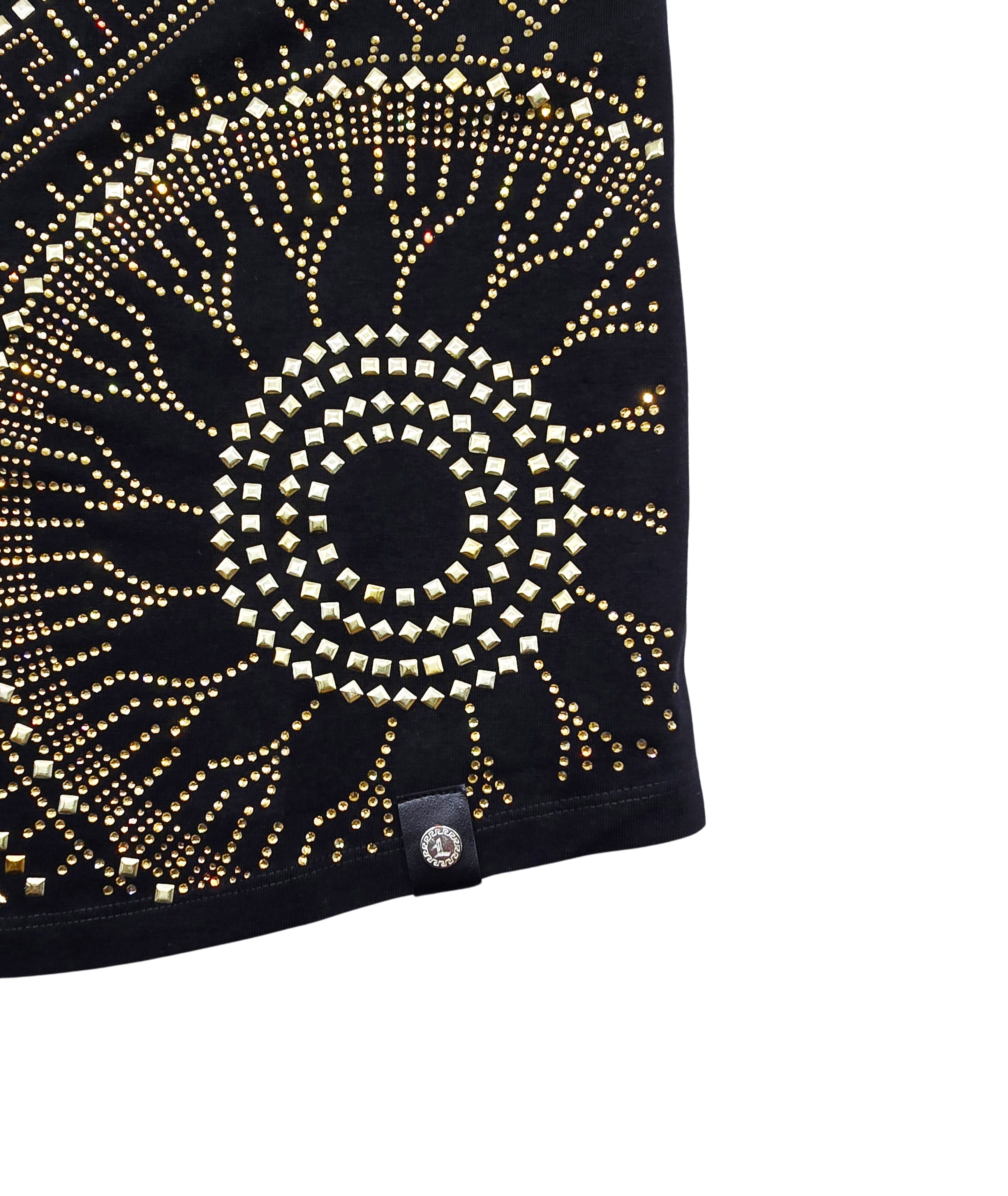 MEN'S RHINESTONE DESIGNER SHORT SLEEVE T-SHIRT (BLACK/GOLD)