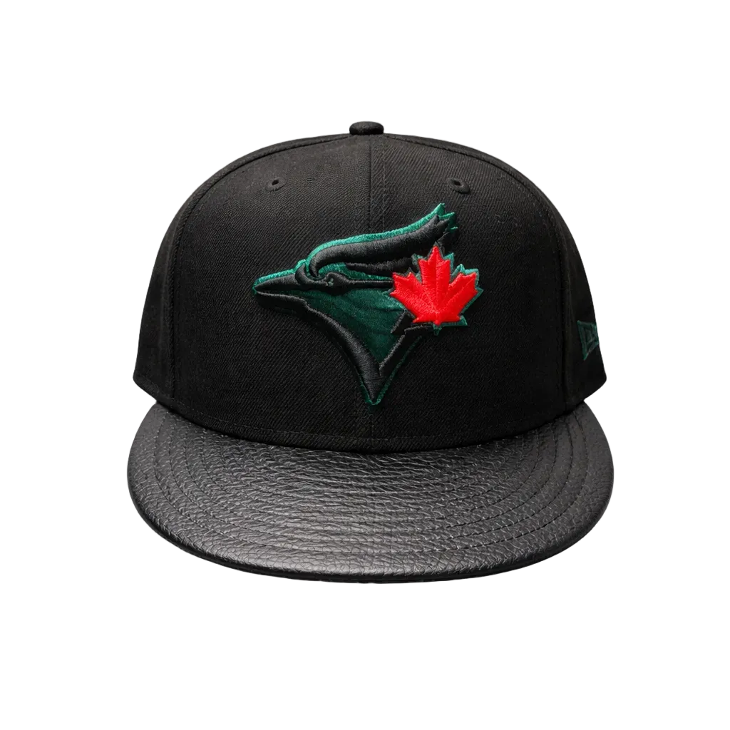 MEN'S TORONTO BLUEJAYS 950 BLACK AND OLIVE WITH RED LEAF SNAPBACK