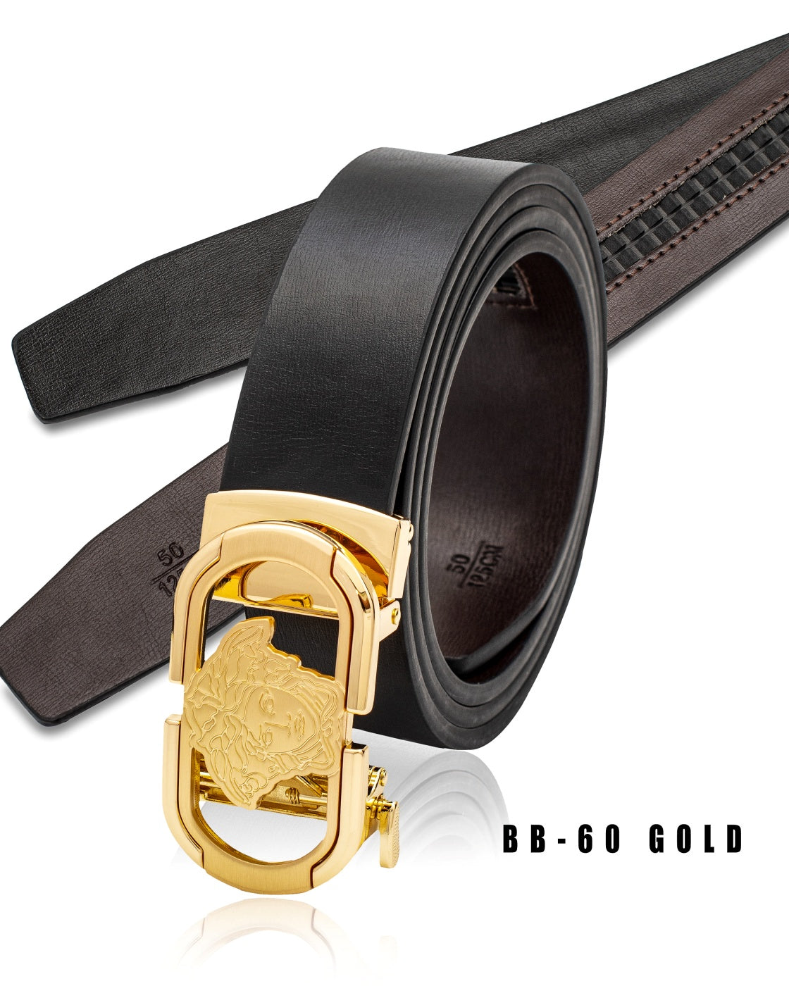 VIP COLLECTION MEN'S LEATHER DESIGNER BELT (GOLD/BLACK BB-60)