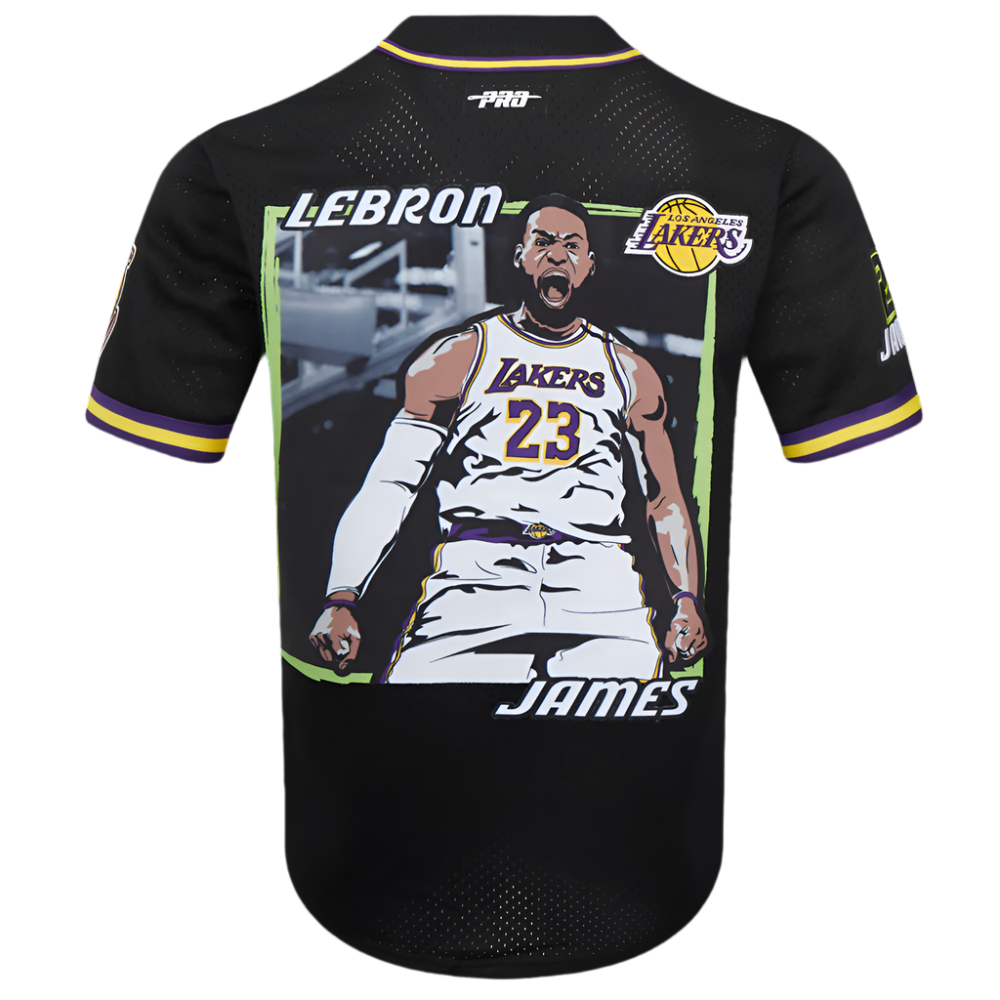 PRO STANDARD NBA LOS ANGELES LOS ANGELES LAKERS LEBRON JAMES #23 ANIMATED ACTION MESH BLACK JERSEY