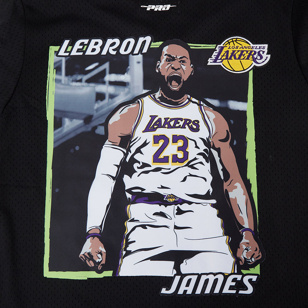 PRO STANDARD NBA LOS ANGELES LOS ANGELES LAKERS LEBRON JAMES #23 ANIMATED ACTION MESH BLACK JERSEY