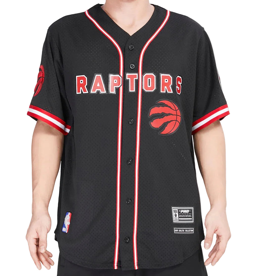 PRO STANDARD NBA TORONTO RAPTORS CLASSIC MEN'S MESH BUTTON UP BLACK JERSEY