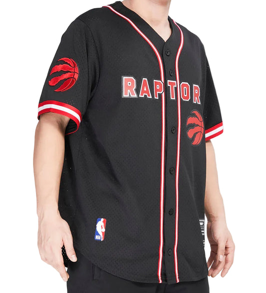 PRO STANDARD NBA TORONTO RAPTORS CLASSIC MEN'S MESH BUTTON UP BLACK JERSEY