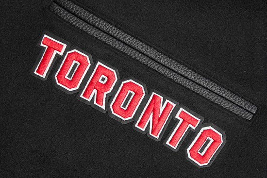 PRO STANDARD MEN'S NBA TORONTO RAPTORS MASHUP RIB WOOL BLACK/RED VARSITY JACKET